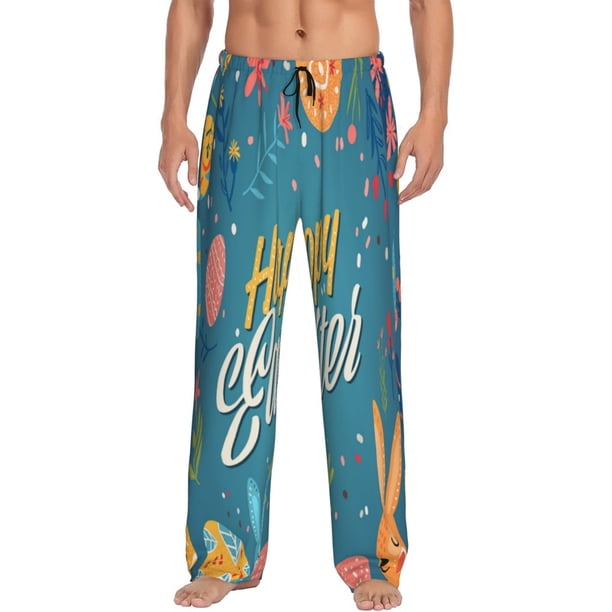 Balery Happy Easter Pantalones de pijama para hombre, pijama ultraligero, pantalón de descanso-Medium