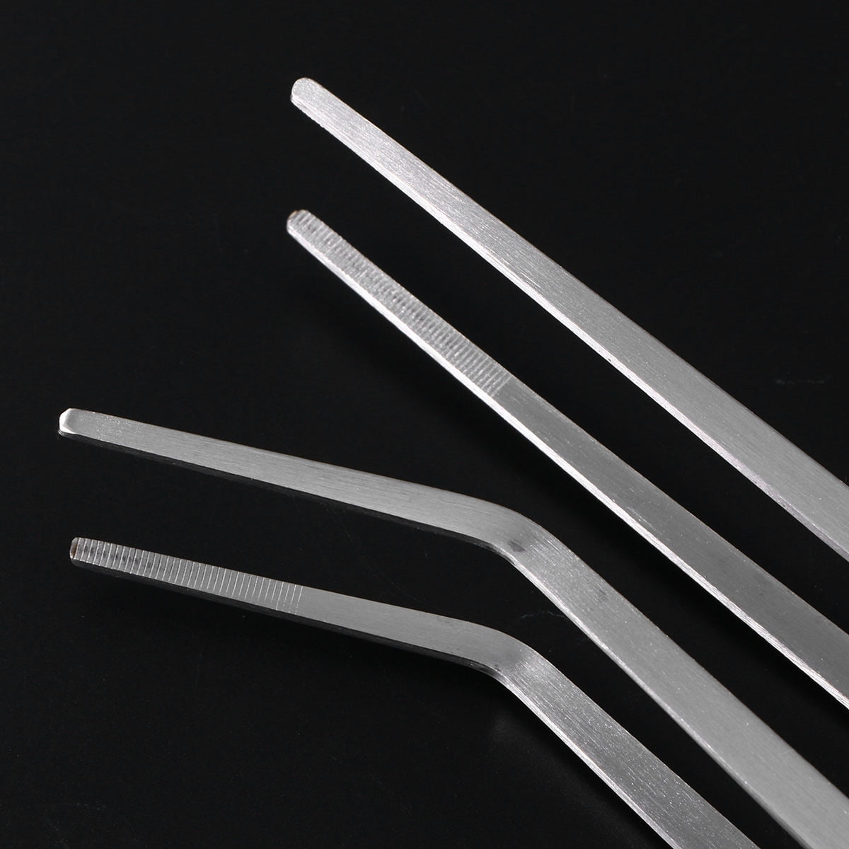 Milisten Plated Silver Aquatic Plant Tweezers Stainless Straight Curved Blades Aquarium 2Pcs