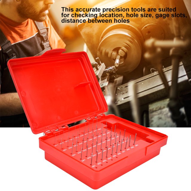 Pin Gage Set, Strong Durable 50Pcs/Set M0- 0.0115-0.060 Inch Steel Plug Pin Gage Set 0.0002 Inch For Checking Location Hole Size Gage Slots