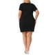 thumbnail image 3 of Vestidos envolventes de talla grande para mujeres Agnes Orinda, con escote cuadrado, mangas cortas, vestido casual de verano midi 1X negro, 3 of 6