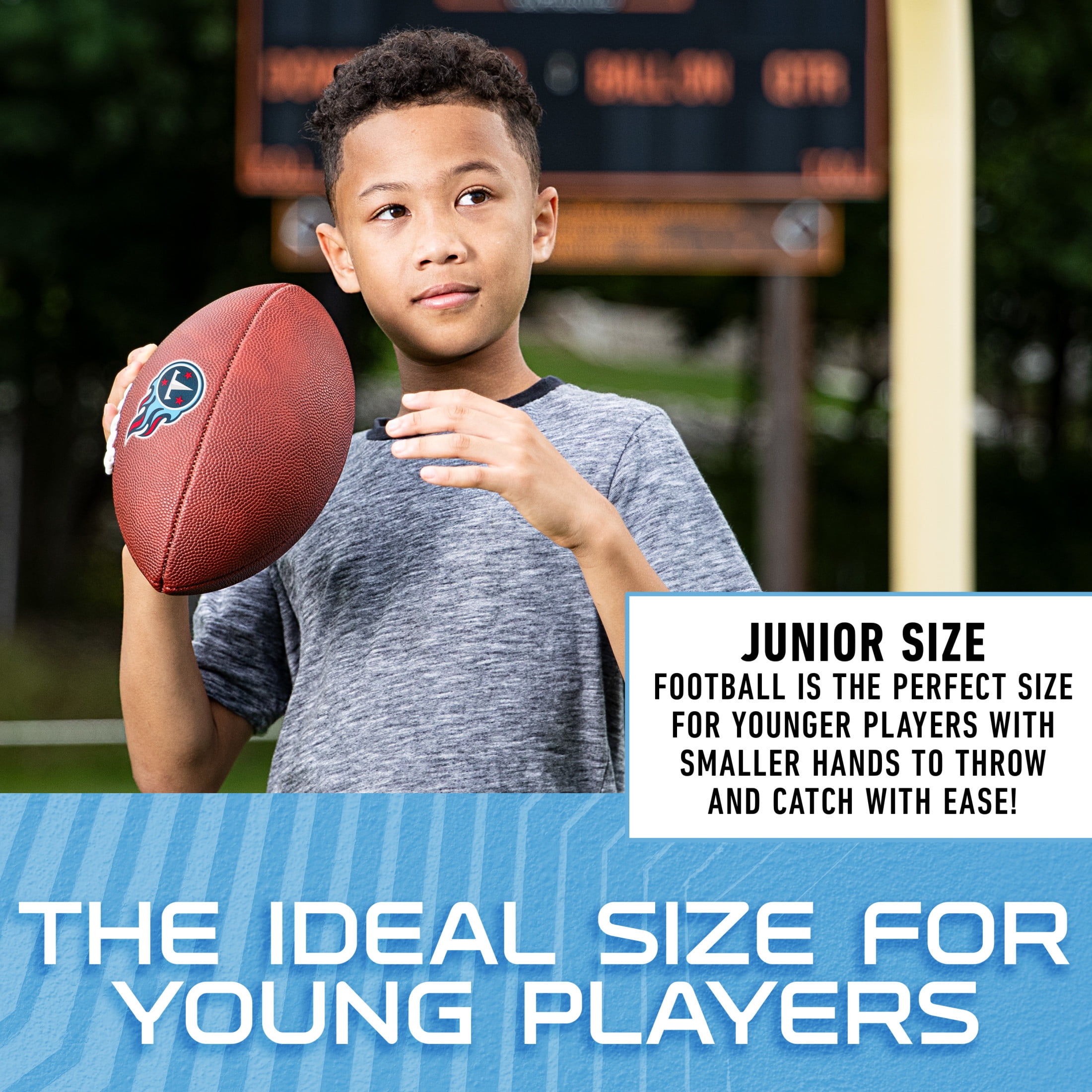 Franklin Sports NFL Tennessee Titans Football - Youth Junior Size Football for Kids - Official NFL Team Logo + Colors Youth Football - Kids NFL Fan Shop Football