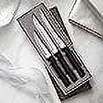 Rada Cutlery 3-Piece Cooking Essentials Knives Gift Set with Quick Edge Sharpener, Black Handles