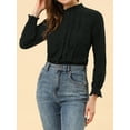 thumbnail image 5 of INSPIRE CHIC Women's Lace Mock Neck Long Sleeve Cotton Button-Down Shirt, 5 of 7