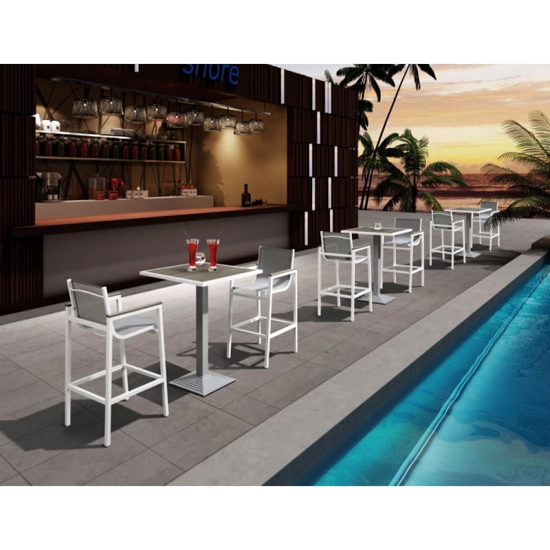 3 piece Modern White and Gray Outdoor Bar Set