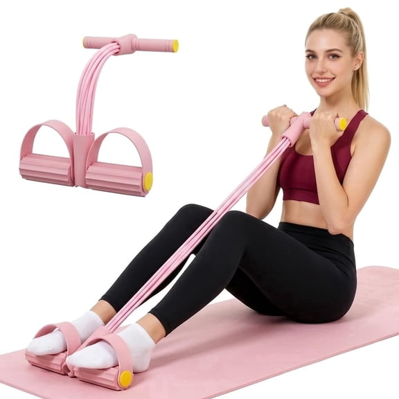 Multifunctional Pedal Resistance Band with Handle, Abdominal Crunch Band, 6 Tubes Pedal Exerciser Bands for Full Body Workouts Home Fitness Training