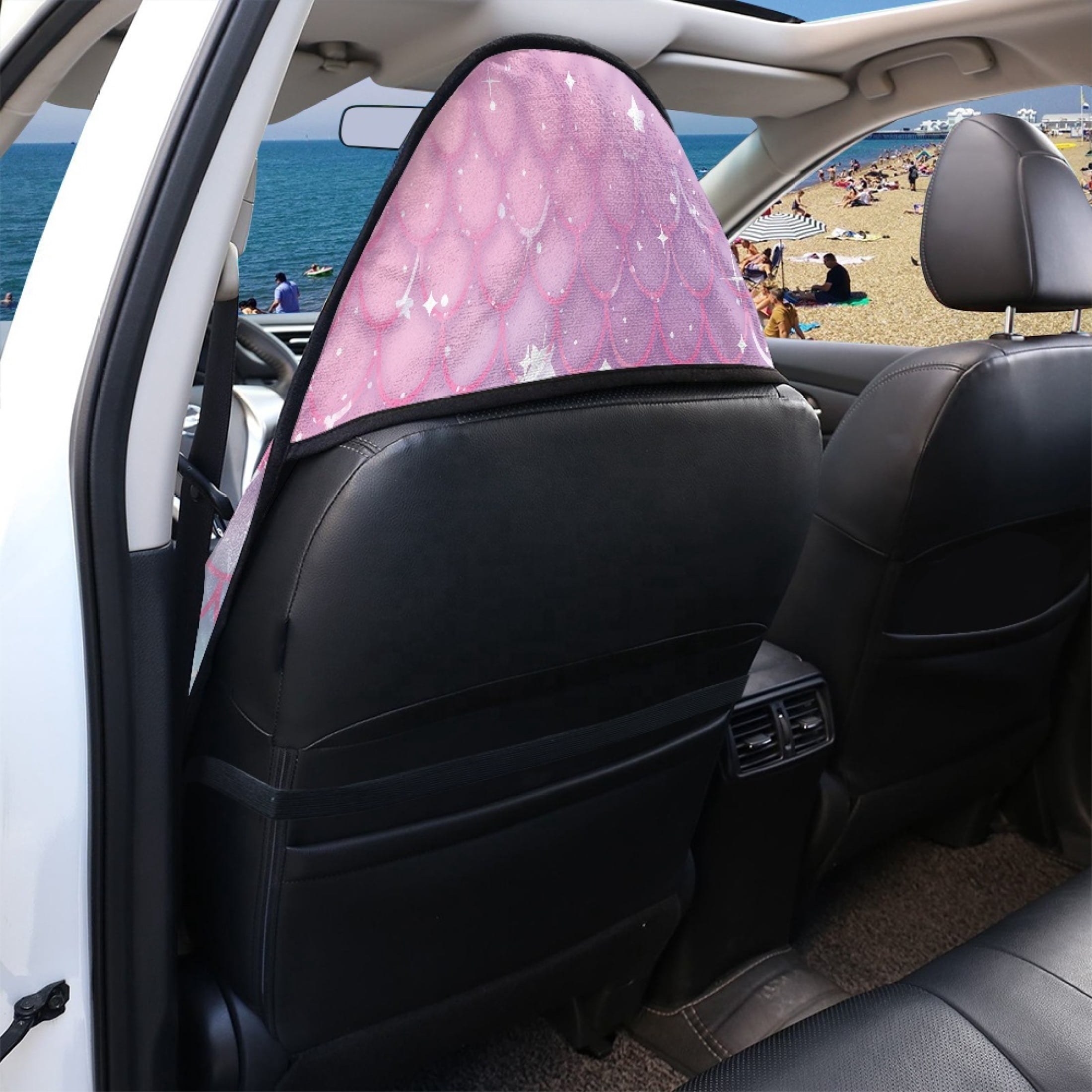 XYZCANDO Pastel Gradient Mermaid Scale Car Seat Cover - Sweatproof & Waterproof Protector | Soft Microfiber, Universal Fit for Cars, SUVs & Trucks