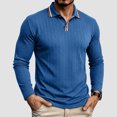 thumbnail image 2 of GEWSEY Mens Polo Shirt Long Sleeve Casual Button Dress Knit Golf Polo Shirt (Blue, M), 2 of 5