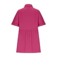 thumbnail image 4 of Ovzne Robes d'Été pour Femmes 2025 Robe pour Femme Robe Décontractée Sans Manches Col Rond à Lacets Robe Plissée Grande Taille Robe Maxi Manches Courtes Liquidation, 4 of 7