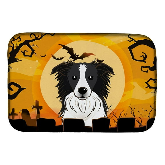 Carolines Treasures BB1799DDM Halloween Border Collie Dish Drying Mat 14 x 21" multicolor