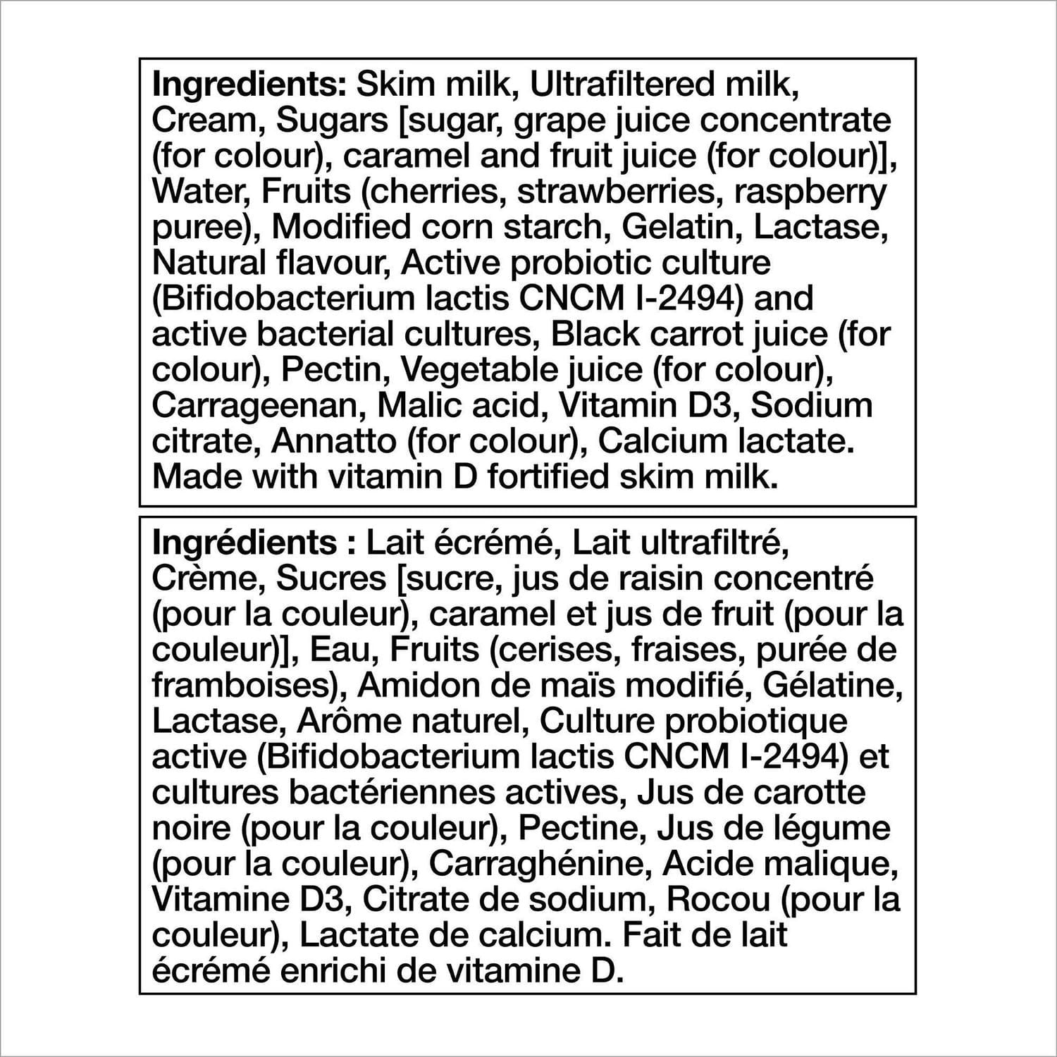 Activia Probiotic Yogurt, Lactose Free, Vanilla/Raspberry/Cherry/Strawberry, 12 x 100 g