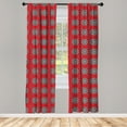 thumbnail image 3 of Ambesonne Mandala Curtains, Sketchy Leaves Swirl Art, Pair of 28"x95", Vermilion White, 3 of 5