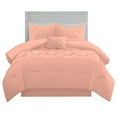 thumbnail image 4 of 5 Piece New Half Pinch Pleated Pattern Comforter Set, 800 TC, 100% Egyptian Cotton, King/California King Size Peach Solid, 4 of 6