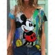 thumbnail image 3 of Camisetas de cuello en V de verano de dibujos animados de Disney Minnie 2024 para mujer, camisetas casuales de gran tamaño con estética de Mickey en 3D, camisetas de moda Harajuku, 3 of 5