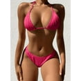 thumbnail image 6 of SEARIPE Women 3 piece Swimwear Halter Triangle Bikini Swimsuit With Beach Skirt Hot Pink M, 6 of 6