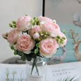 thumbnail image 3 of Ramo de flores artificiales de peonía, florero de rosas de seda para decoración del hogar, jardín, boda, plantas falsas decorativas, Material de guirnalda de Navidad, 3 of 4