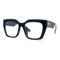 thumbnail image 5 of Womens Luxury Jaguar Head Jewel Thick Horn Cat Eye Clear Fashion Eyeglasses Navy, 5 of 8