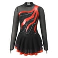 thumbnail image 2 of TTAO Justaucorps à Jupe de Danse de Ballet pour Filles Manches Longues Robe de Patinage Artistique Tenue de Danse Lyrique Costume de Performance de Danse Rouge 14, 2 of 6