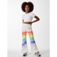 thumbnail image 4 of 5-6Y Girls Colored Flared Pants Digital Print Trousers Slim-Fit Wide Leg Flare for Spring Summer Autumn, 4 of 6