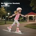 thumbnail image 2 of Girls' Light Up Roller Skates Adjustable 4 Sizes (Ages 7-12)Sparkle Wheels,Pink,Indoor Outdoor Skates for Kids, 2 of 9