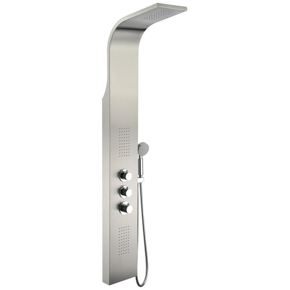 ANZZI Arc 64-inch 2-Jetted Full Body Shower Panel with Heavy Rain Shower in Brushed Steel