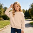 thumbnail image 2 of Likimi Toddler Kids Girls Sweatshirts Solid Color Crew Neck Sweatshirt For Girls Long Sleeve Spring Autumn Soft Pullover Size 3-4 Years, 2 of 6
