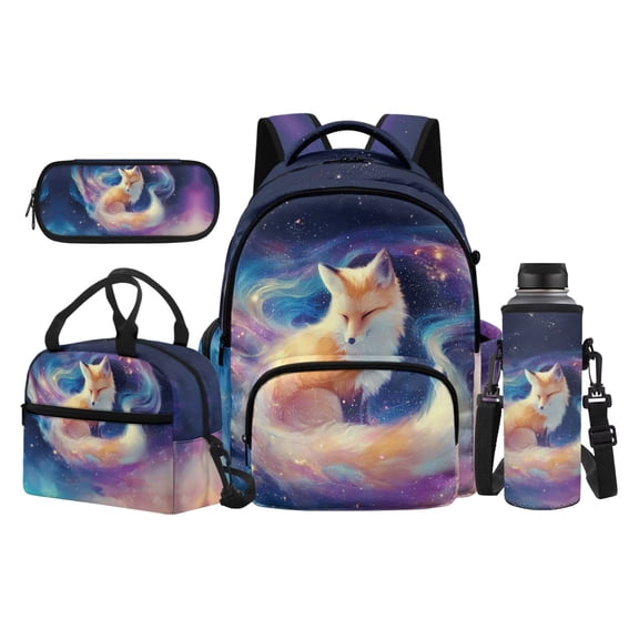 Yspwyqan Kids Backpack And Lunch Box Set Pink School Supplies 4 Piece Girls Backpack Set with Pencil Case Water Bottle Bag for Kids Ages 8-15 Elementary School Casual Travel Daypack
