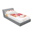 thumbnail image 3 of Ambesonne Cartoon Fitted Sheet & Pillow Sham Set, Bunny, Queen, Yellow White Red, 3 of 3
