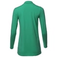 thumbnail image 3 of A2Y Women's Basic Solid Soft Cotton Long Sleeve Mock Neck Top Shirts Kelly Green S, 3 of 3