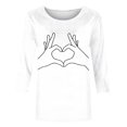 thumbnail image 4 of Tops de Cuello Redondo para las Mujeres Moda Impresa 3/4 Mangas Blusa Casual Top, Estante de Imitación, 4 of 5