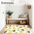 thumbnail image 3 of ODIKA 2'x3' Machine Washable Non-Slip Area Rug, Honeycomb Bees and Blossoms Cartoon with Whimsical Hive Motifs High Traffic Rug, Yellow, 723036, 3 of 5