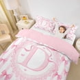 thumbnail image 3 of Manfei Girls Kawaii Bow Knot D Personalized Initial Twin Bedding,Teens Women Cute Ribbon Bow Tie Stripes Duvet Cover Set,Pink Reversible,Microfiber Bedroom Decor,2pcs,No Comforter, 3 of 6
