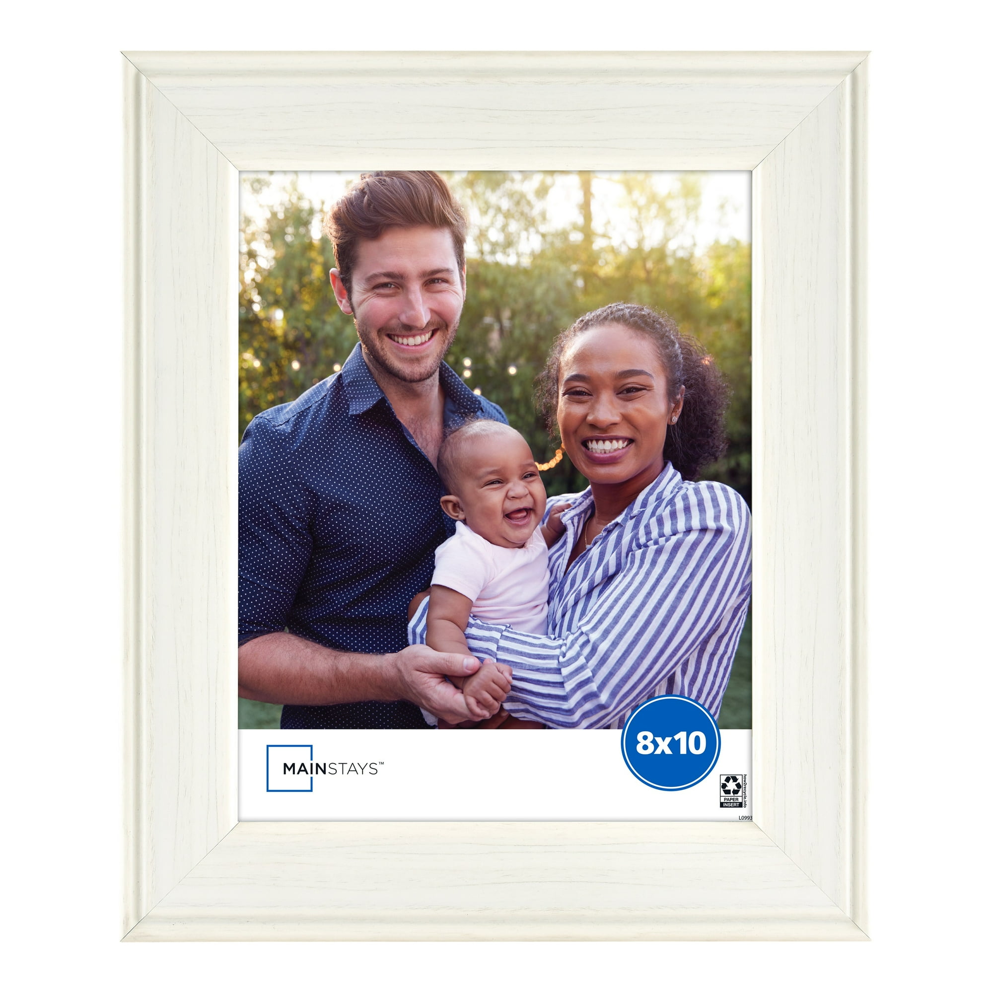 Mainstays 8 x 10 Picture Frame, Rustic White, Tabletop