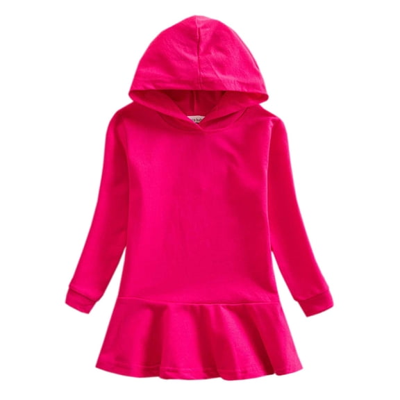 EnJoCho Girls Hooded Sweater Dress Western Style Casual Hooded Dress for Spring Autumn Baby Kids Pullover Knit Skirt Warm Outfit