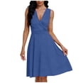 thumbnail image 7 of Ahabrexf Nightgowns for Women with Pockets V Neck Sleeveless Loose Mid Calf Sleepwear Gown 1Pc, 7 of 7