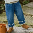 thumbnail image 2 of Spring Autumn Girls' Jeans 2-8 Y Korean Style Children's Solid Straight Pants Kid's Simple Trousers Cute Girls Pants, 2 of 6