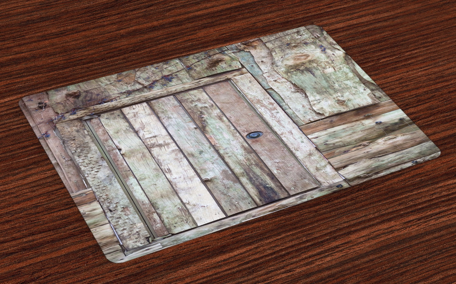 Ambesonne Rustic Place Mats Set of 4, Old Barn Door Cottage, Standard