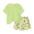 thumbnail image 5 of CYRBOKO Kids Girls Outfit Sets for Girls, Gift Summer Elastic Waist Casual T-shirts and Shorts Two-Piece Sets Green Size 14-15 T, 5 of 5