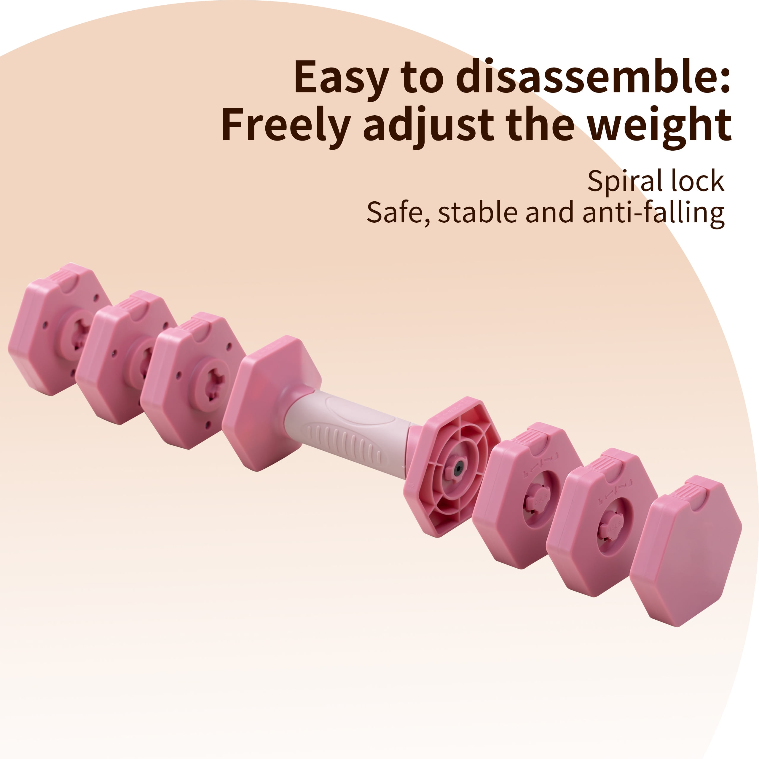Adjustable Dumbbell Set with 10 Weight Levels, Non-Slip Handle, Quick Weight Adjustment System, Hardened Steel Plates, Compact Storage Design for Home Gym (pink-5lb-pair)