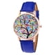 thumbnail image 1 of Reloj de pulsera de cuarzo de moda para mujeres y hombres Reloj de cuero con esfera redonda azul zafiro, 1 of 2