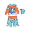 thumbnail image 4 of 2025 Boys Swimwear Set Long Sleeve Rash Guard + Mid-Length Quick-Dry Swim Trunks UPF 50+ Sun Protection for Toddler Little Big Kids (Age 4-14), 4 of 5