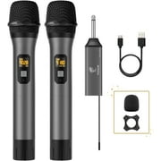 TONOR Wireless Microphone, UHF Dual Cordless Metal Dynamic Mic System with Receiver (TW-630)