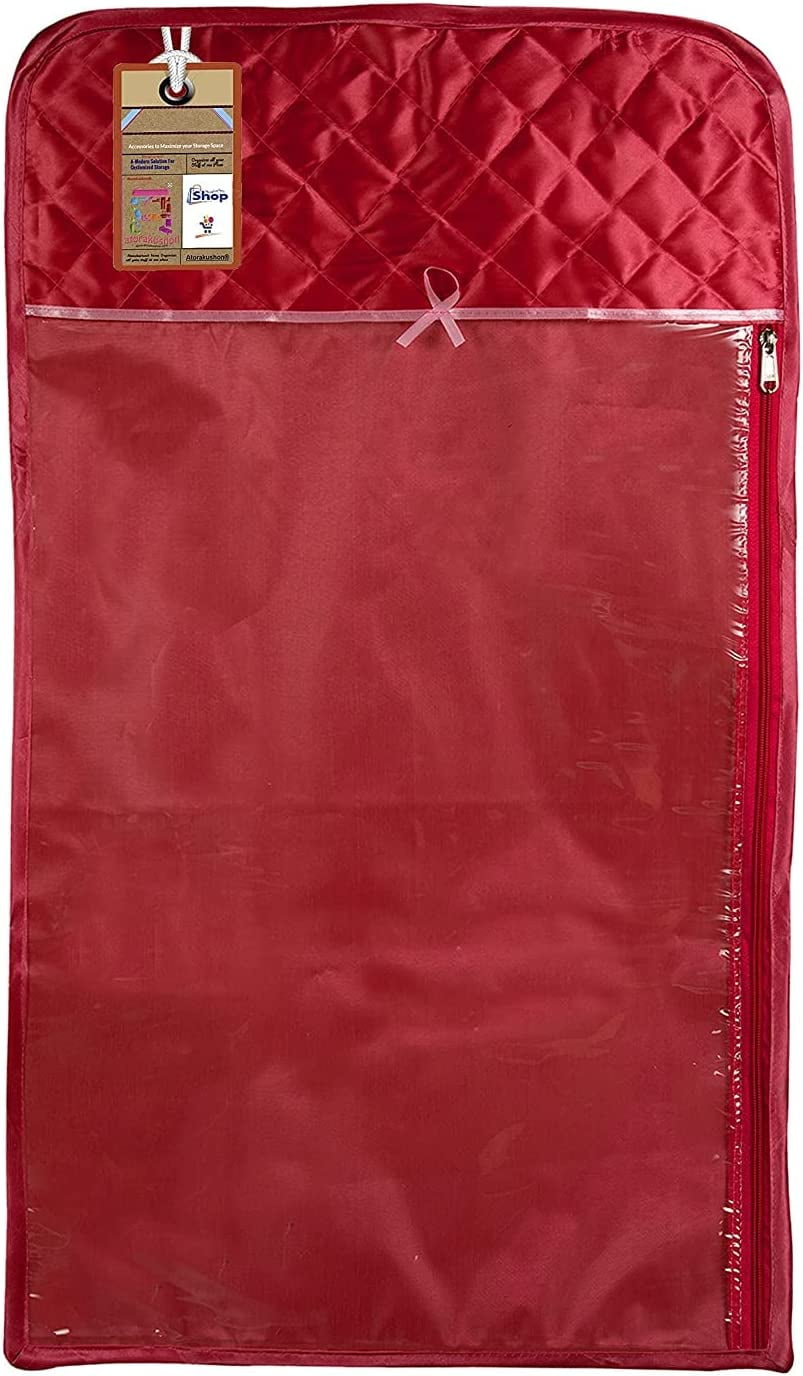 atorakushon 30'' Hanging Garment Suit Bags Storage Clothes Cover with Clear Window Zipper Closet for Tuxedos Shirts Fur Coats Pack of 18 Maroon