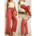 thumbnail image 4 of Women'S Wide Leg Pants with Pockets High Waist Adjustable Knot Loose Casual Trousers Business Work Pants Red M, 4 of 6