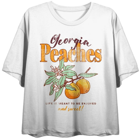Georgia Peaches Life Is Meant To Be Enjoyed Women's White Cropped Tee-Medium