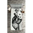 thumbnail image 2 of Ambesonne Animal Quilted Coverlet 2 Pcs, Little Panda Bear, Twin Size, Black and White, 2 of 2