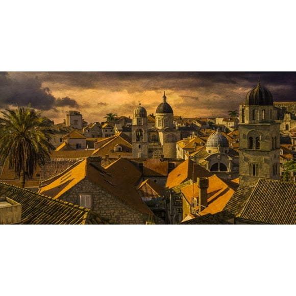 Skyline de Dubrovnik, Croatie au Crépuscule avec Vue sur les Toits et les Tours; Dubrovnik, Croatie de Richard Desmarais / Design Pics (21 x 11)