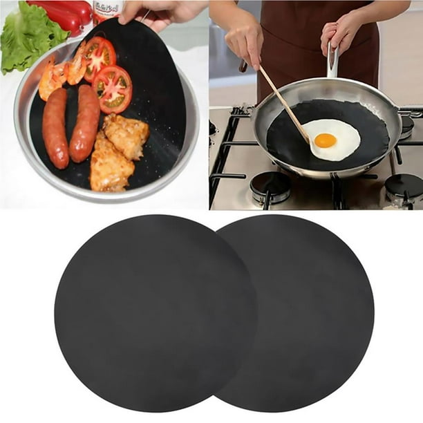 Paquete De 2 Sartenes Redondas Antiadherentes De Alta Temperatura De 24Cm, Hoja De Revestimiento Para Sartén, Hoja Para Cocinar, Wok, Almohadilla Para Cocina, Barbacoa, Hornear Eigraketly HA028817-00