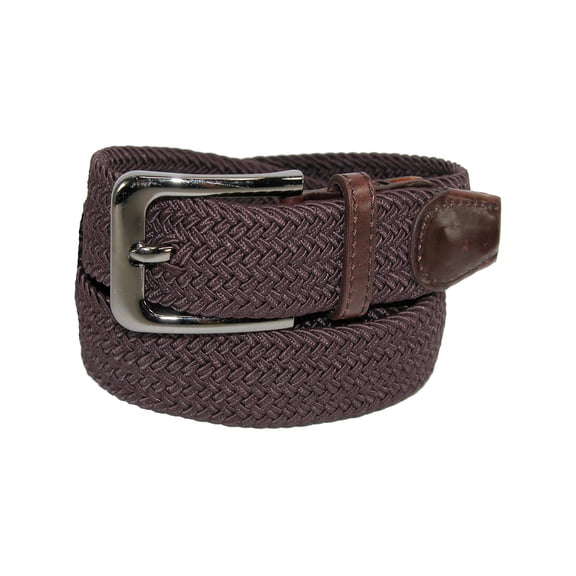 CTM Braided Stretch Belt, Silver Buckle, Adjustable Elastic (Men)