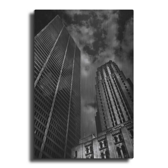 Luxe Metal Art 'Commerce Court Courtyard View No 1' by Brian Carson, Metal Wall Art, 12"x16"