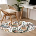 thumbnail image 4 of Round Area Rug 3.3 Ft, Paisley Flower Washable Non-Slip Circle Carpet for Living Room/Bedroom, Spring Watercolor Floral Leaf Plant Low-Profile Small Kitchen Mats Collection Rugs for Indoor, 4 of 8